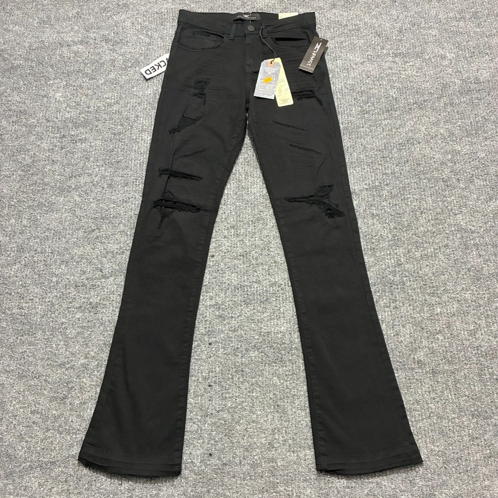 Jordan Craig Legacy Edition Womens Flare Jeans Size 14 Black Distressed Mid Rise